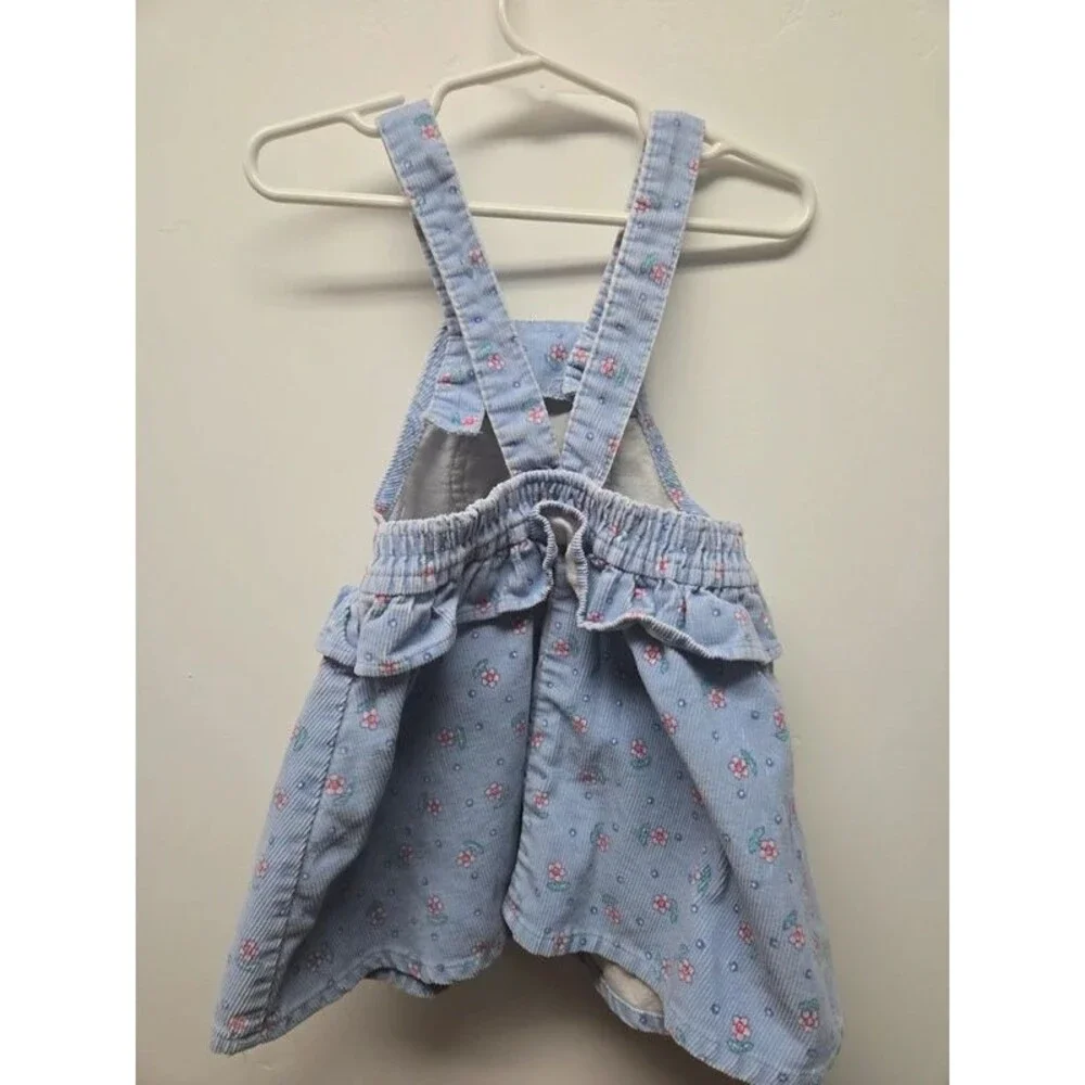 Vintage OshKosh Girls Corduroy Overall Dress sz 3T Floral